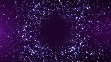 Animated background with glowing star particles in a cartoon style. Tunnel of sparkle and stars. seamless loop. video