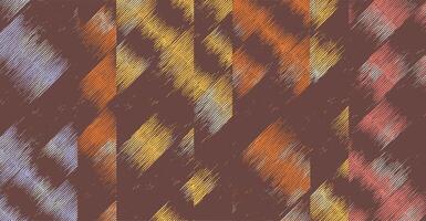 Hand drawn brush line abstract colorful patchwork pattern, Japanese and ethnic folk inspired wood carving, engraving, basketry surface texture background, simple collage graphic for textile, carpet, vector