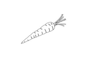 Simple continuous carrot one line drawing of creative Isolated outline illustration vector