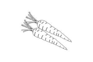 simple Continuous carrot one line drawing of single line art design Isolated outline illustration vector