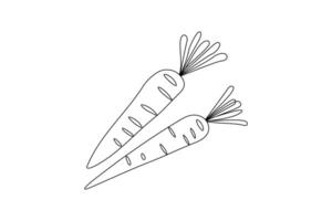 Minimalist continuous carrot one line drawing of creative Isolated outline illustration vector