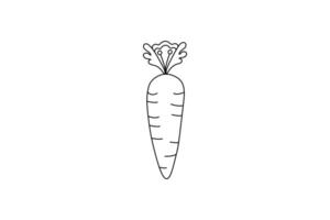Continuous carrot one line drawing of Isolated single line art on white background vector