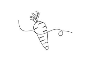 Continuous carrot one line drawing of Isolated outline single line art on white background vector