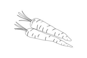 simple Continuous carrot one line drawing of single line art Isolated creative outline illustration vector