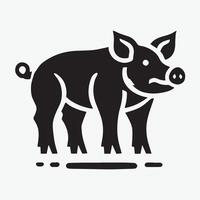 A stylized, black and white silhouette of a pig's head, set within a circle. vector