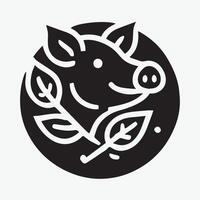 Friendly Pig Logo in a Circle vector