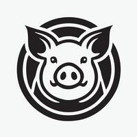 black and white vctor graphic of a pig's head. vector