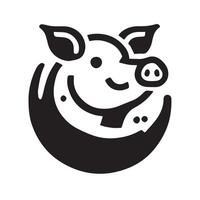 Pig Mascot Logo Design in Monochrome Style vector