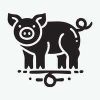 black and white illustration of a pig. vector