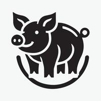 stylized black silhouette of a pig. vector