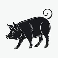 Cute Cartoon Pig in a Peaceful Setting vector