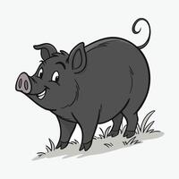 profile view of a pig in a classic, black silhouette. vector