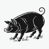 Cute Pig in a Peaceful Countryside Setting vector