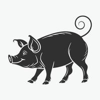 Black and White Silhouette of a Pig vector
