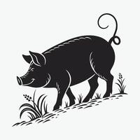 This is a charming, simple cartoon illustration of a pig. vector