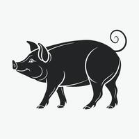 Silhouette of a playful pig. vector