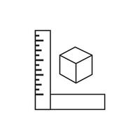 Line drawing of cube, ruler, and square vector
