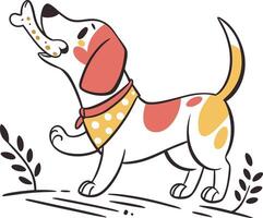 Happy Dog with Bone vector