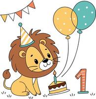 Lion's First Birthday Celebration vector