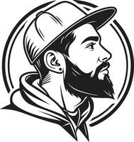 Bearded Man in Cap Profile vector