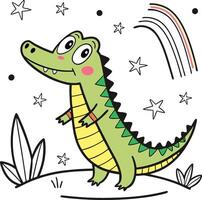 Smiling Alligator with Rainbow vector