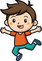 Joyful Cartoon Boy jumping and running vector