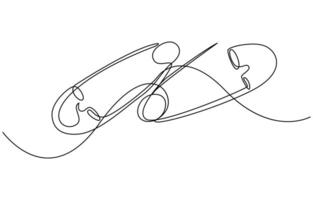 continuous single drawn line art doodle outline safety pin vector