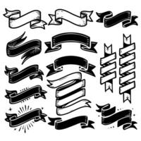 Set of Vintage of ribbon banner element design. vector