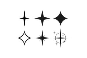 shimmering four pointed star icon set vector