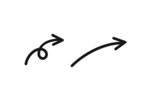 curved and circular hand drawn line arrow icon set vector