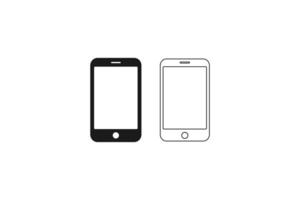 mobile phone icon line and isolated set vector