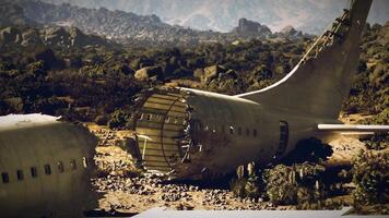 Plane wreckage in remote mountainous area shows aftermath of crash video