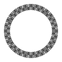 Monochrome round frame for design with Chinese ornament, meander. Round frame with greek motifs. Circle frame. For card, invitation, textile, engraving, wooden carving, embroidery, porcelain vector