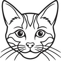 Graceful Cat Face Silhouette for Coloring Pages vector
