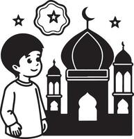 Abstract Ramadan Silhouette Design with White Backdrop vector