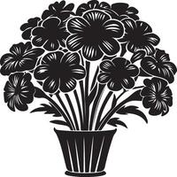 Graceful Vase of Flowers Silhouette Design for Coloring vector