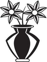 Floral Vase Outline Illustration for Coloring vector