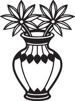 Flower Vase Outline Design for Coloring Pages vector