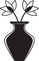 Flower Vase Coloring Sheet with Silhouette vector