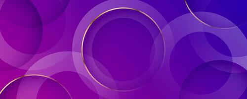 3D purple luxury abstract background overlap layer on bright space with golden lines circles decoration. Modern graphic design element cutout shape style concept for web, flyer, card or brochure cover vector