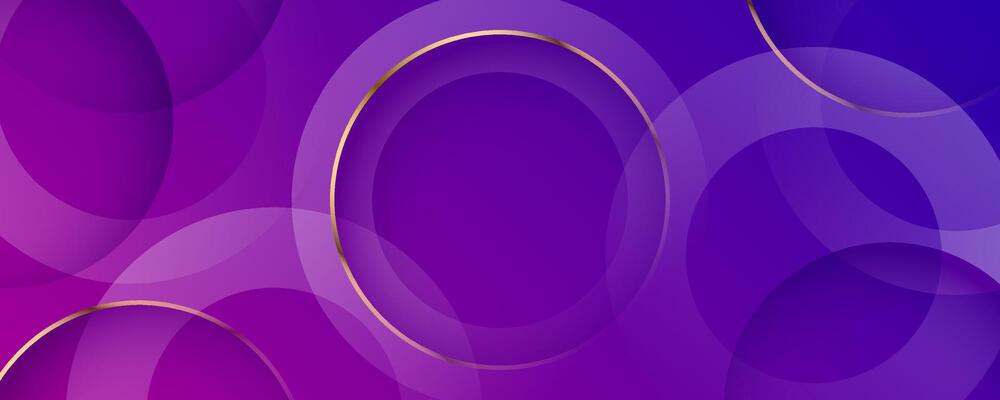 3D purple luxury abstract background overlap layer on bright space with golden lines circles decoration. Modern graphic design element cutout shape style concept for web, flyer, card or brochure cover