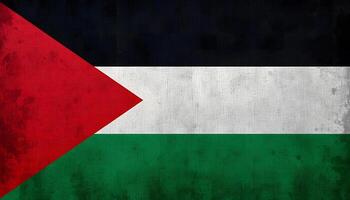 Flat Palestinian Flag Design with Triangle and Horizontal Stripes photo