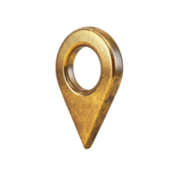 Golden Location Marker Three Dimensional Rendering png