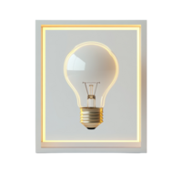 Illuminated Lightbulb Inside a Modern White Frame png