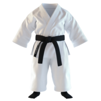 White Karate Gi With A Black Belt Displayed png