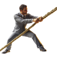 Businessman Pulling a Thick Rope With Strength and Determination png