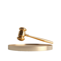 Golden Gavel Above A Circular Gold Base png