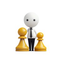 Businessman standing between two golden chess pawns png