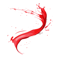 Red paint splash flowing in a dynamic curve png