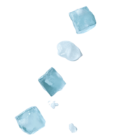 Three Ice Cubes and Melting Ice Drips on White Background png